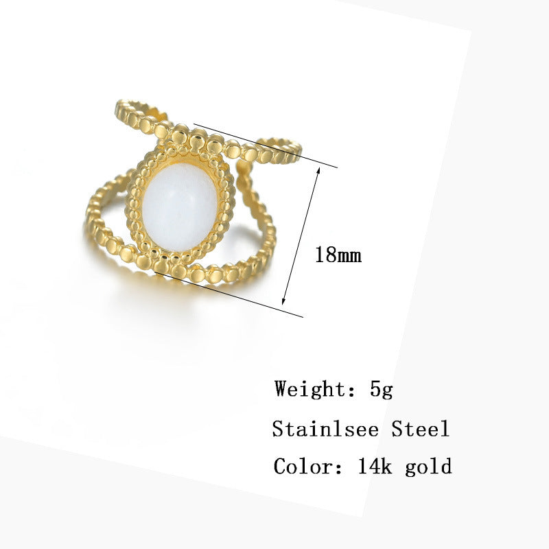 Fashion Vegetarian Ring With White Jade Temperament Index Finger Ring