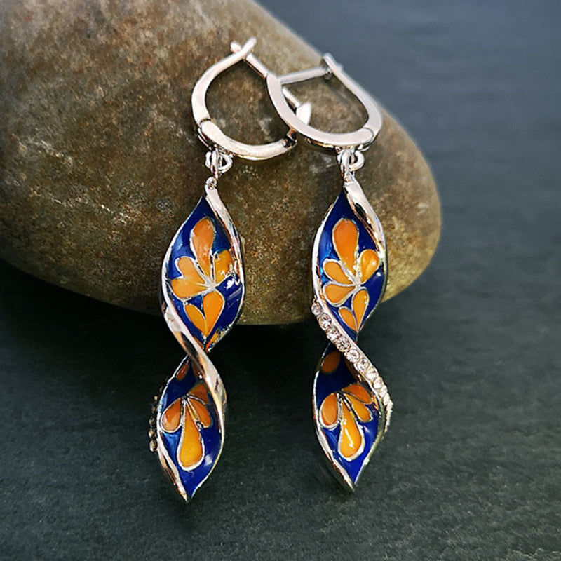 Flower long earrings
