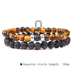 Volcanic Stone Frosted Agate Micro Zirconia Stretch Bracelet