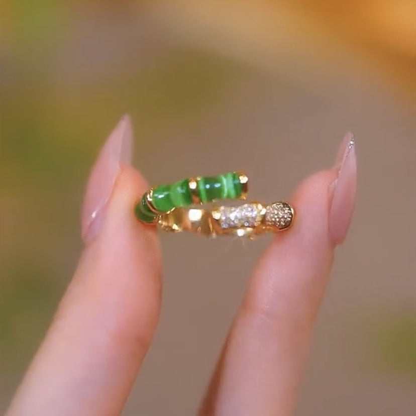 Chinese Style Green Bamboo Ring Is Light And Luxurious