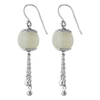 Inlaid Hetian Jade Linglan Pattern Long Earrings