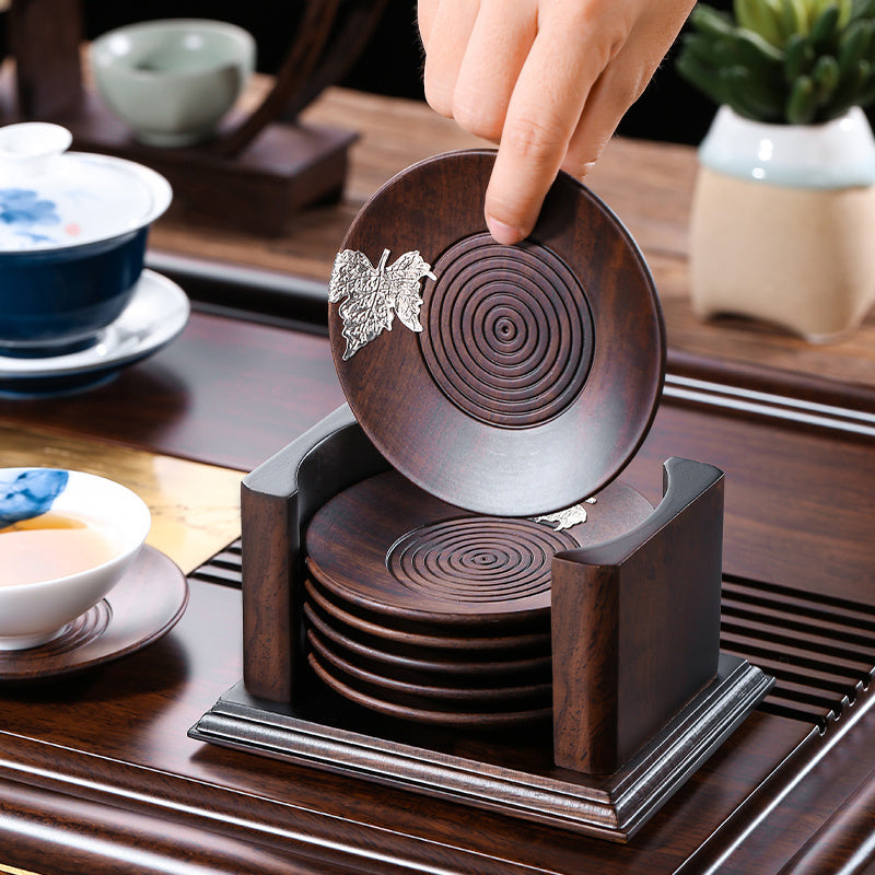Ebony Solid Wood Tea Coasters Bracket Insulation Pad