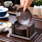 Ebony Solid Wood Tea Coasters Bracket Insulation Pad