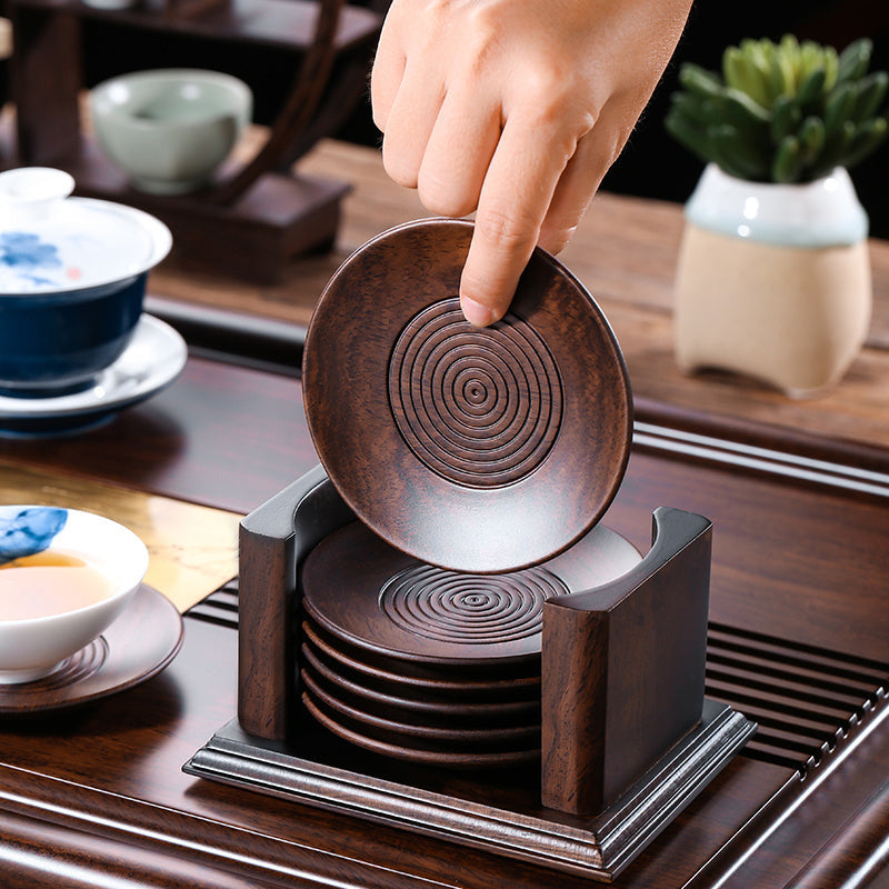 Ebony Solid Wood Tea Coasters Bracket Insulation Pad