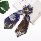 Banana Leaf Printed Large Intestine Hair Bands Satin Headband-3