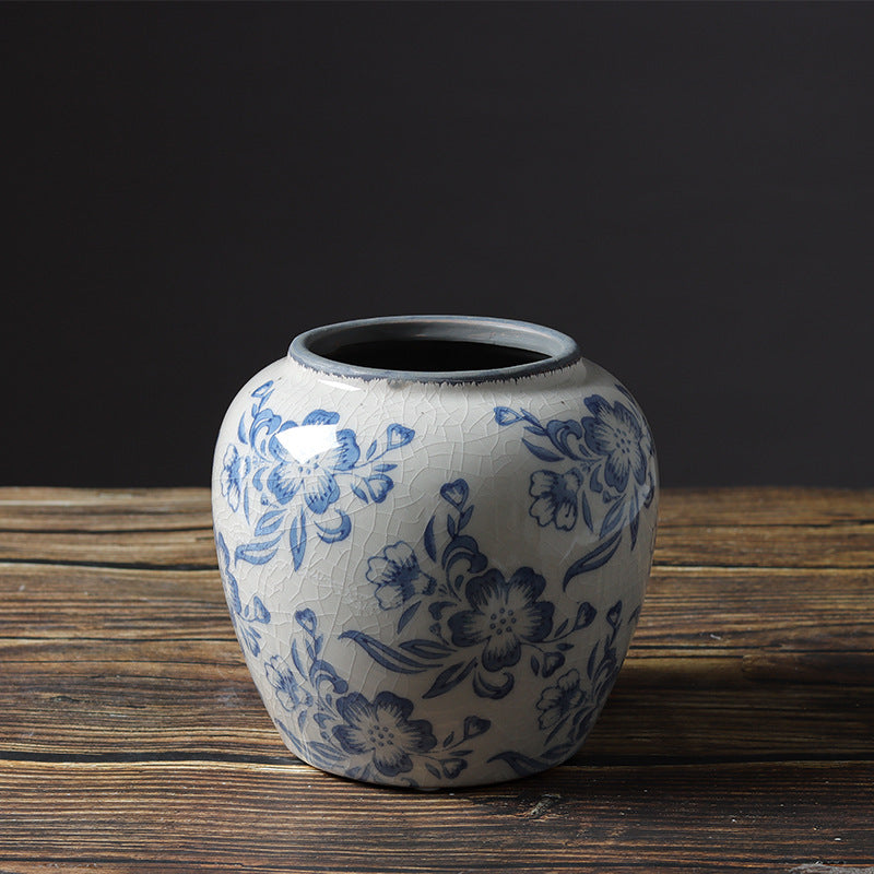 Vintage Blue Color Blue And White Porcelain Vase