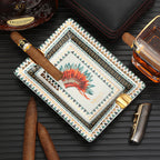Household Ceramic Double Slot Cigar Ashtray