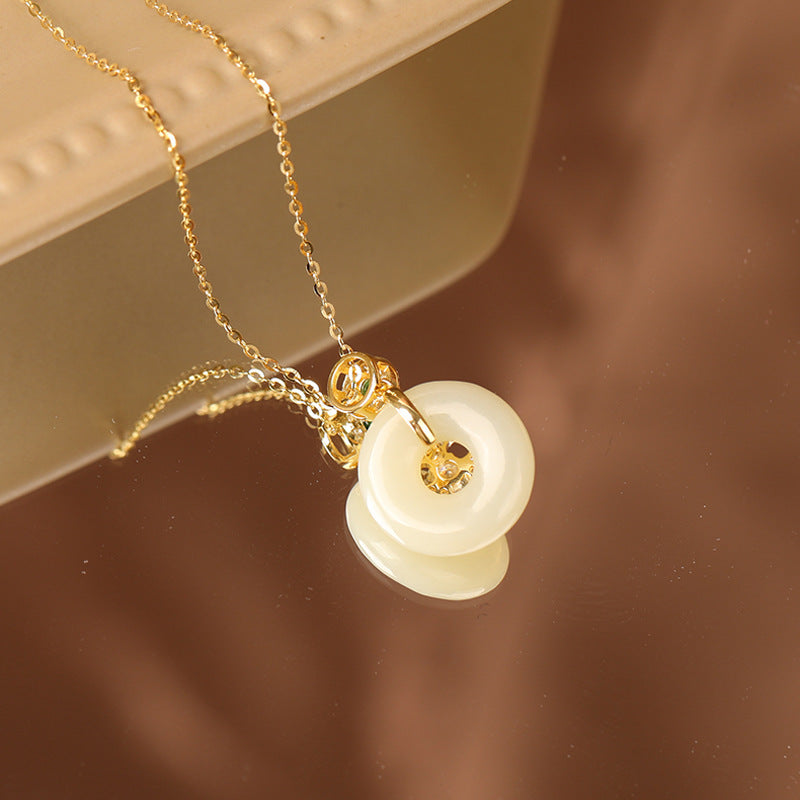 White Jade Clavicle Necklace Birthday or Anniversary Gift-3