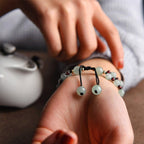 Braided aventurine bracelet with iris and gemstone design