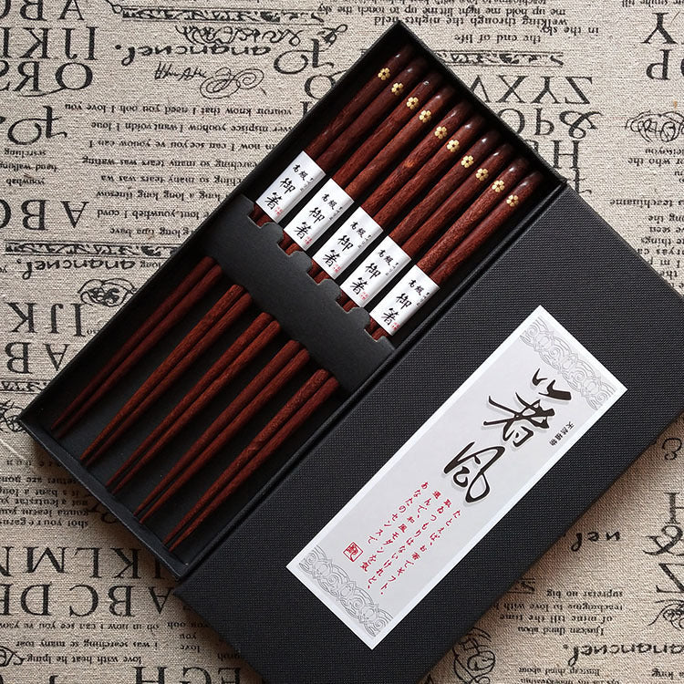 Five pairs of high-end gift chopsticks in gift box