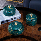 Modern ceramic ashtray with stone pattern and lid