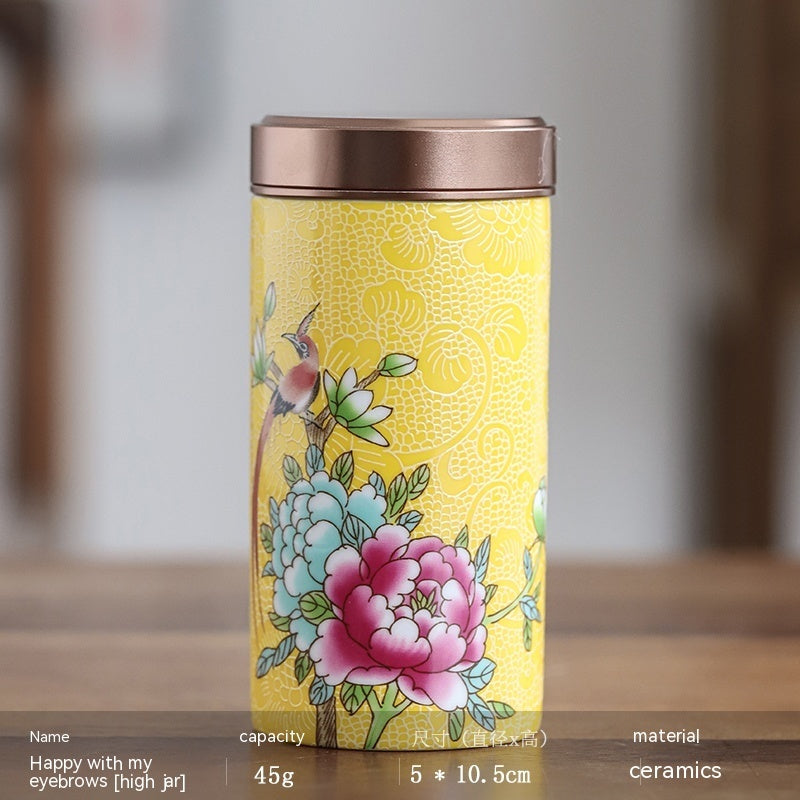 Enamel Color Tea Caddy Portable Alloy Airtight Storage Tea Weaker Set