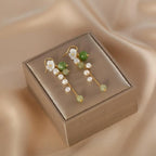 Natural Freshwater Pearl Earrings Women's Hetian Jade