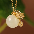 Lucky Bag Necklace S925 Silver Necklace Hetian Jade Inlaid