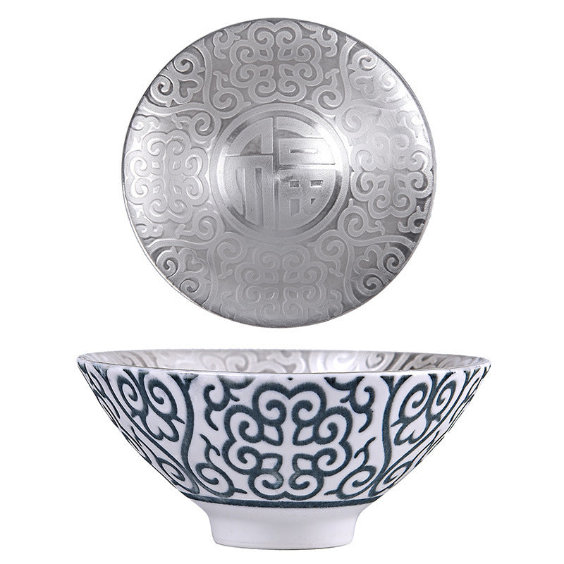 Auspicious Cloud Hat Cup Ceramic Silver-gilt Tea Cup-2