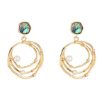 Natural Abalone Shell Diamond Earrings Multi-layer Round Pearl Earrings