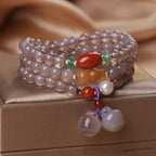 Chinese Retro Ethnic Style Apple Pendant Beaded Gray Agate Bracelet-4