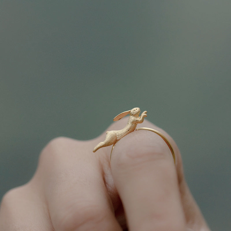 Jade Rabbit Ring In Sterling Silver Lovely