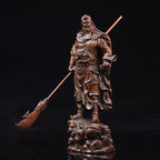 Poplar Wood Carving God of Fortune Guan Yu Statue Ornament