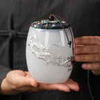 Silver Inlaid Glass Sealed Tea Caddy