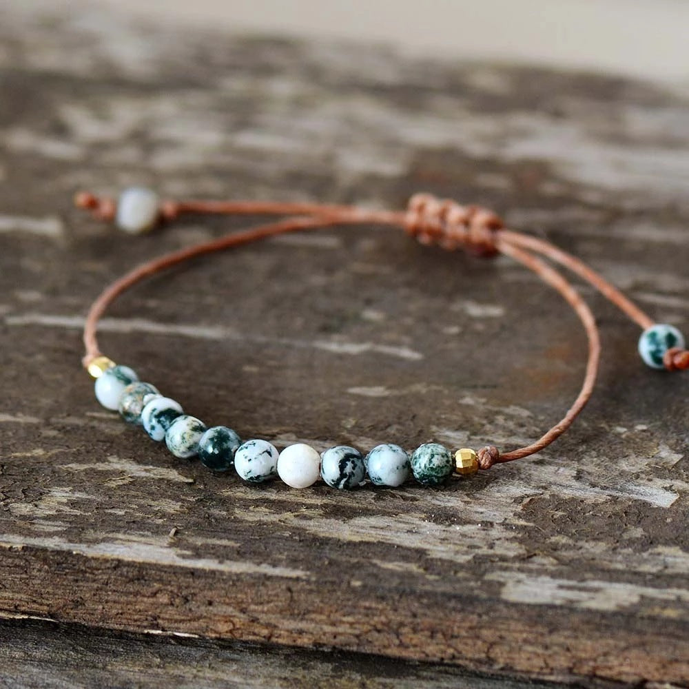 Onyx braided bracelet with geometric stone design