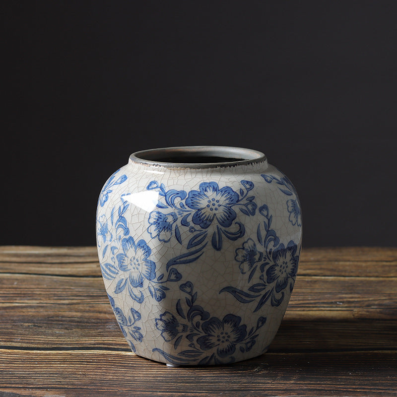 Vintage Blue Color Blue And White Porcelain Vase