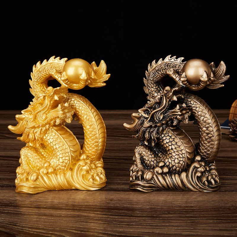 Fortune Home Decoration Golden Dragon Playing with Pearls Ornament