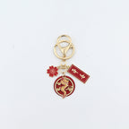 Joyful Red Chinese Loong Lucky Words Keychain-2