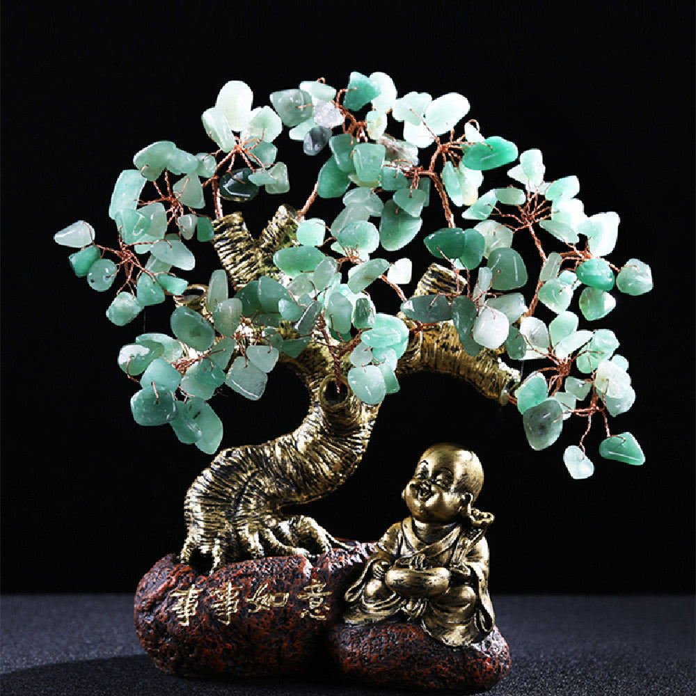 Natural Dongling Green Crystal Fortune Tree Ornament
