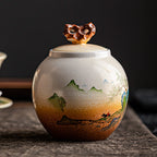 Household Ceramic Tea Caddy Moisture-proof Tank Sealed Canister Tea Table Decoration