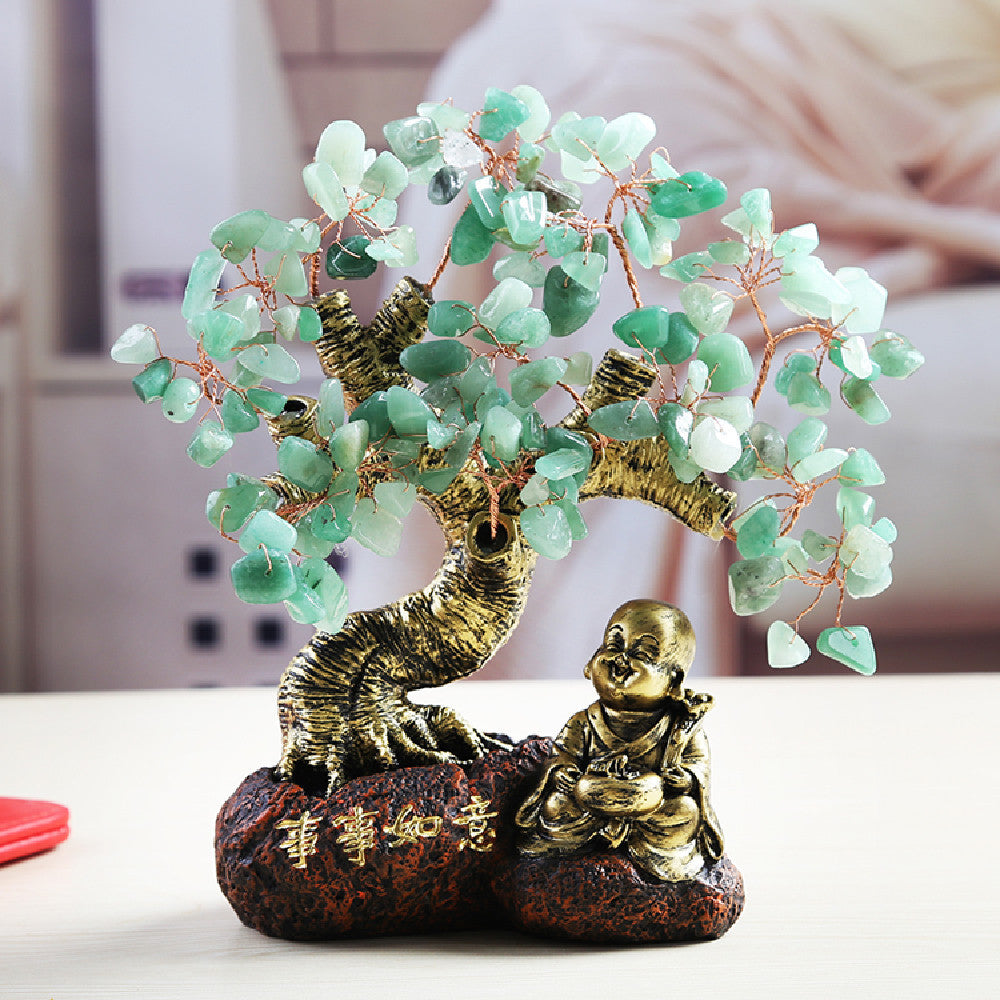 Natural Dongling Green Crystal Fortune Tree Ornament