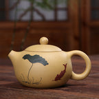 Hand-painted Lotus Leaf Koi Clay Ceramic Teapot