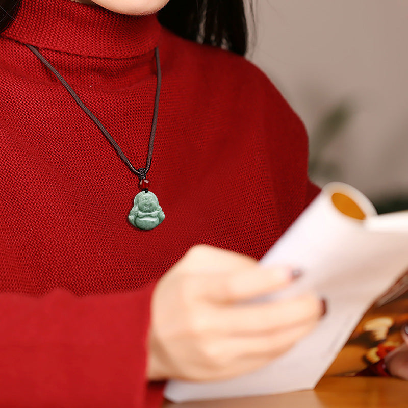 Natural Jadeite Bean Seed Buddha Jade Four Square Jade Pendant