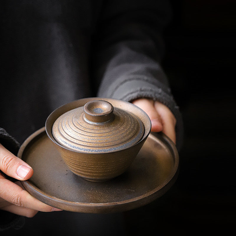 Ceramic antique gaiwan Kung Fu tea set with lid and bowl