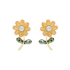 Silver Needle Flower Diamond Stud Earrings Simple All-match Earrings