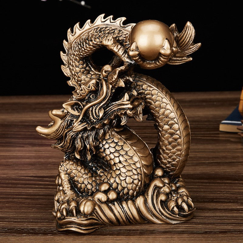 Fortune Home Decoration Golden Dragon Playing with Pearls Ornament