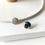 Sun Moon Stud Earrings Creative Round Oil Drop Earrings