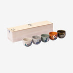 Kutani-yaki Five-grass Flower Ceramic Tea Cup Handmade Retro Set