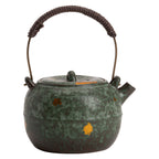 Old Rock Clay Carrying Handle Teapot Bronze Glaze Tea Set