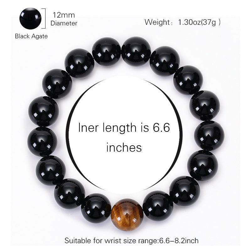 Natural Black Agate Bracelet Tiger Eye Bracelet