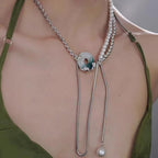 New Chinese Dragon Pattern Peace Buckle Beaded Stitching Necklace-3