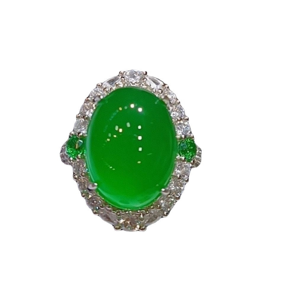 Green Agate Jade Women's Ring