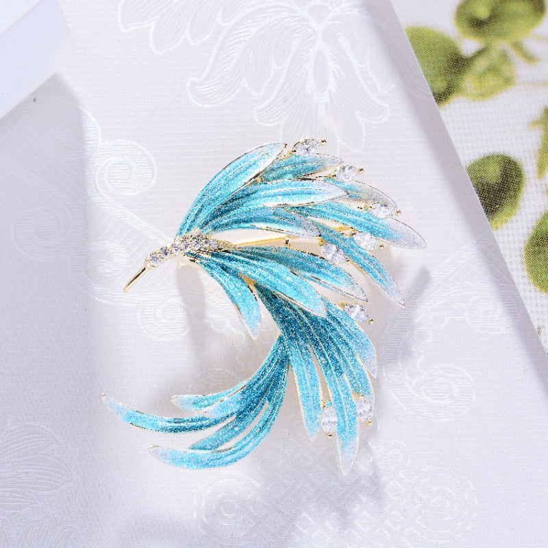 Enamel Phoenix Brooch with Zircon Inlay for Women and Men-2