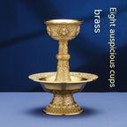Tibetan Dharma Protector Cup Eight Auspicious Carved Tribute Cups