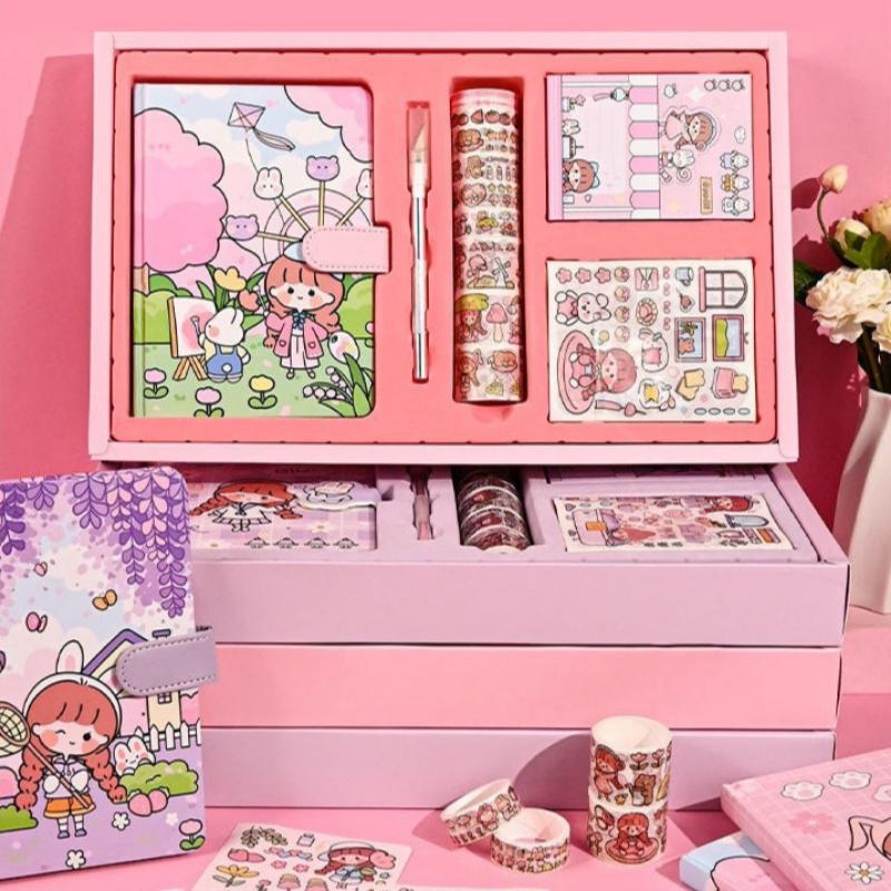 Creative Pink Rabbit Tape Notebook Cute Girl Diary Set Gift-6