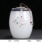 Silver Inlaid Glass Sealed Tea Caddy
