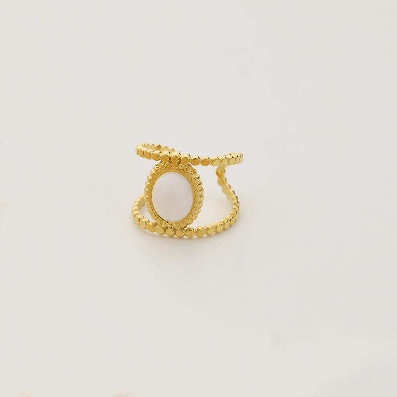 Fashion Vegetarian Ring With White Jade Temperament Index Finger Ring
