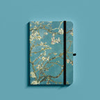 Green Apricot Blossom Leather Hard Strap Dotted Pages Pocket Notepad-2