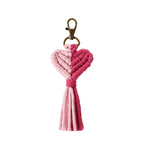 Tassel Peach Heart Hand Woven Pendant Keychain