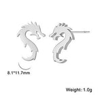 Mini Chinese Dragon Earrings Women's Titanium Steel